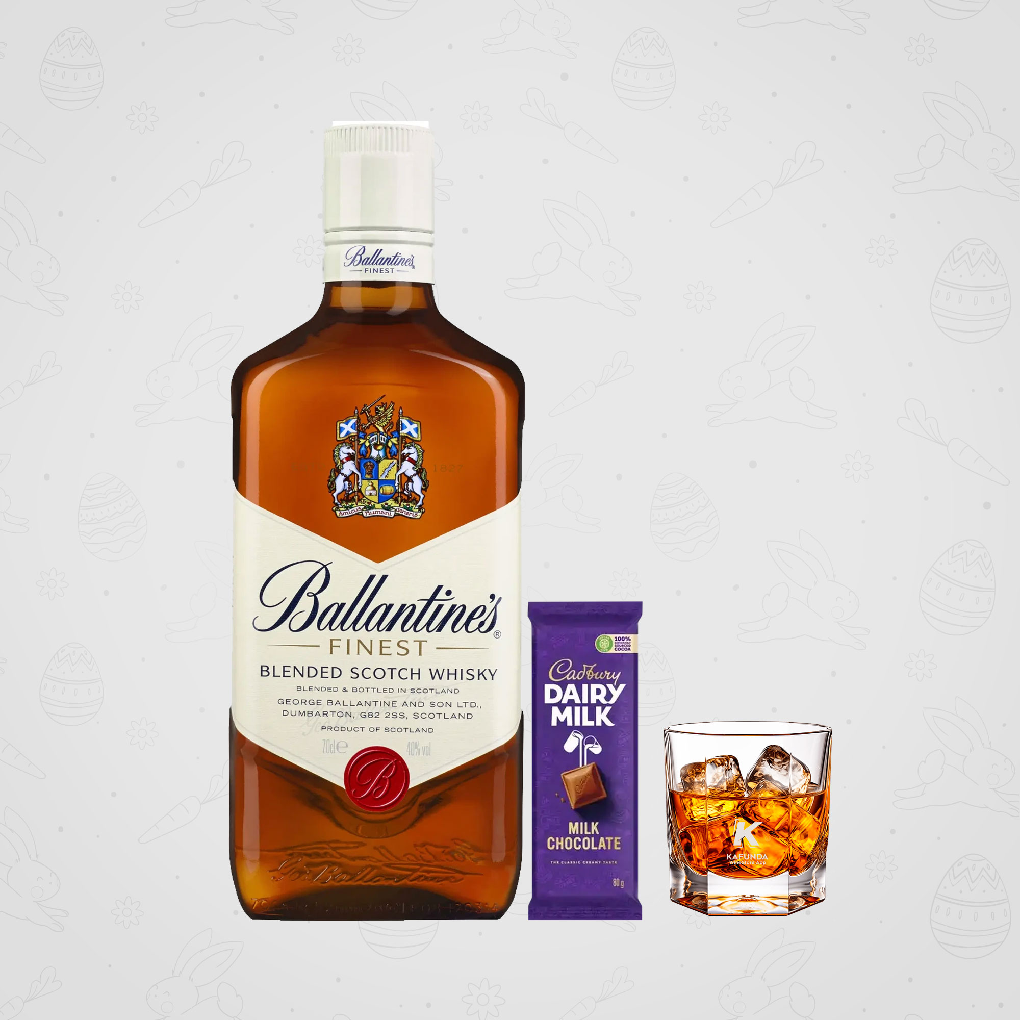 Ballantine's 1L + Cadbury Chocolate  bar x1 80g +Free whisky Glass x1